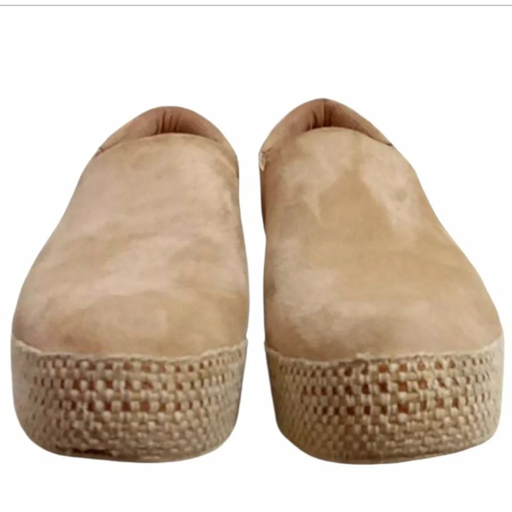 Vince Wilden Espadrille Platform Slip On Sneakers Tan Suede Size 8.5